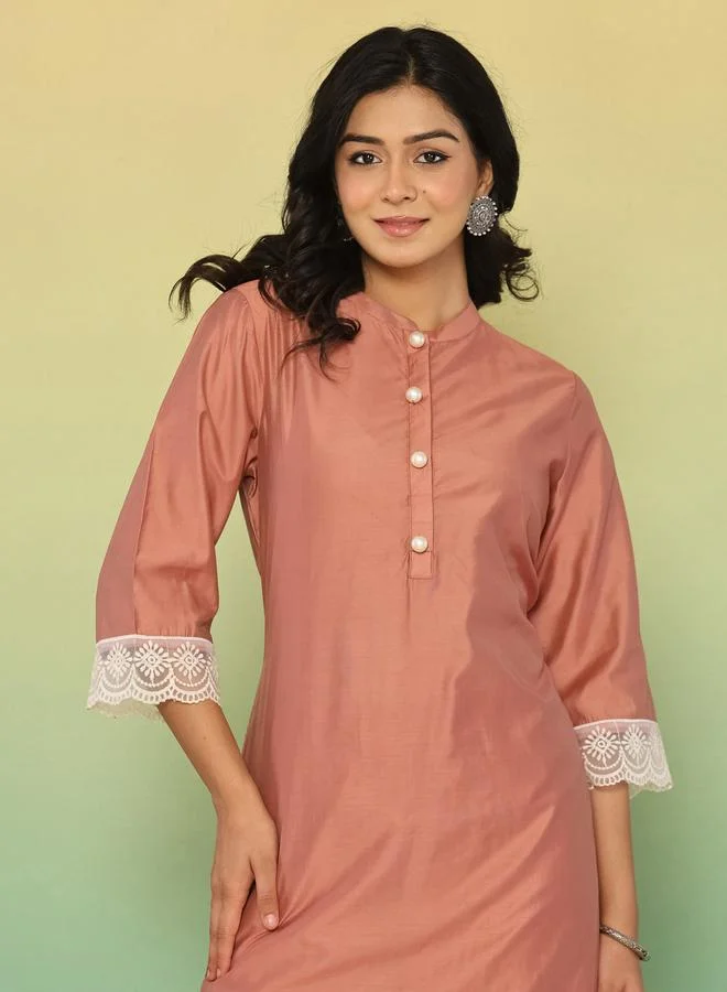 Kasya  Mocha Brown Chanderi Co-Ord Set for Women | Best Price UAE